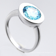 Fashion Jewelry 925 Sterling Silver Ring with Blue Zirconia